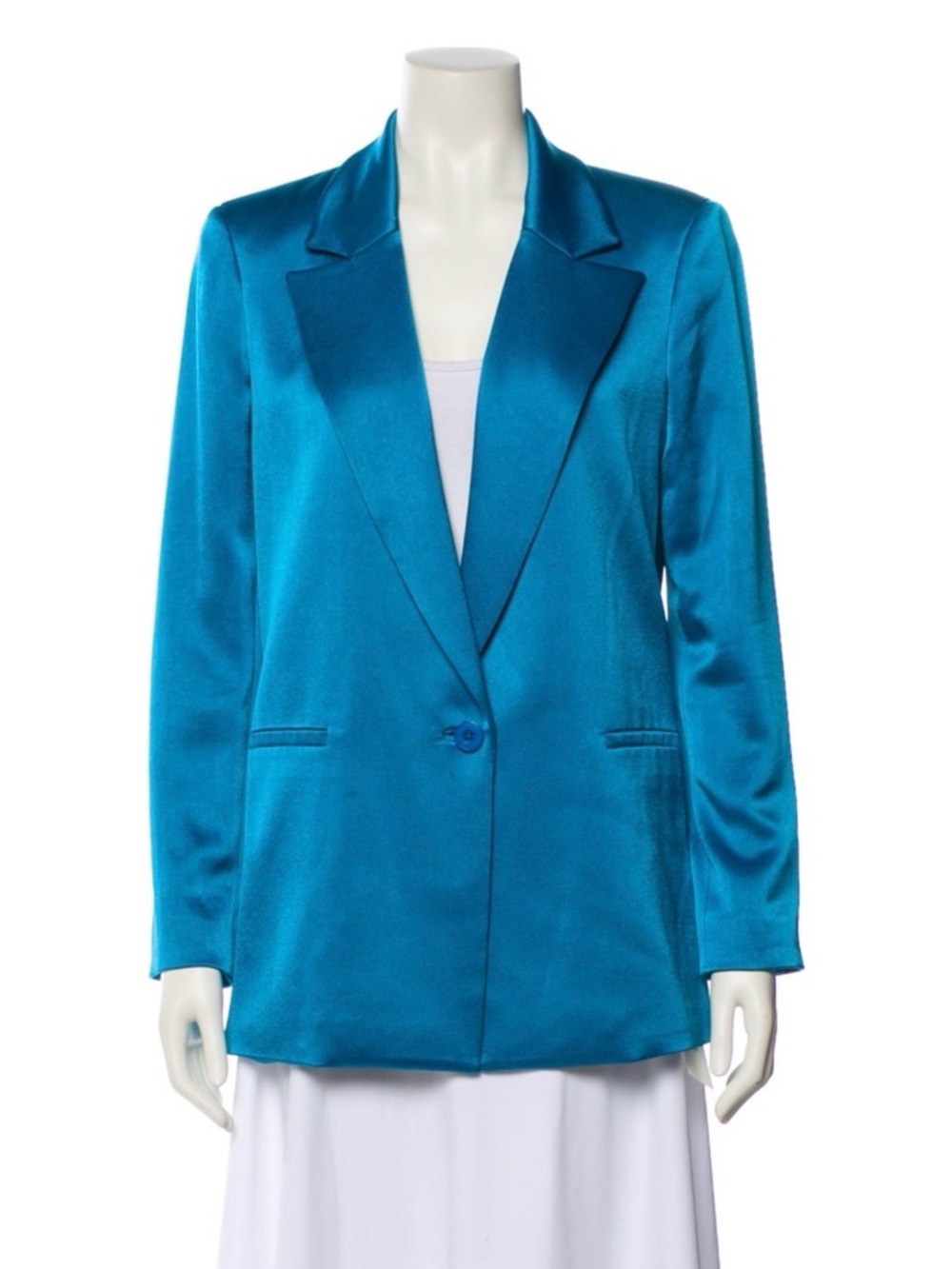 Teal Satin Single-Button Women's Blazer